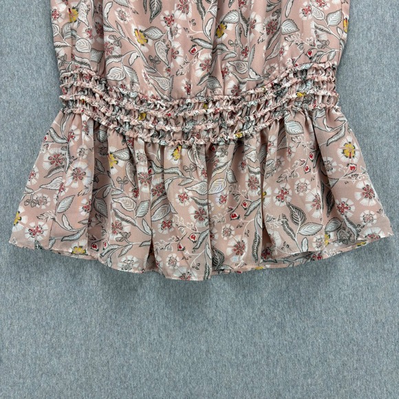 MAX EDITION Top Womens L Rose Pink Knit Floral Smocked Peplum Earthy Blouse NWT - Picture 3 of 12